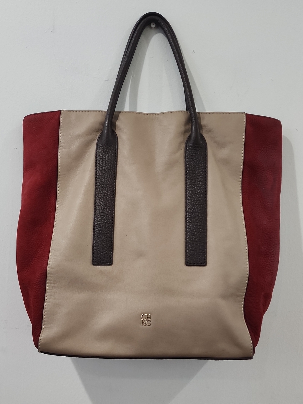 Carolina Herrera Color Block Leather Tote